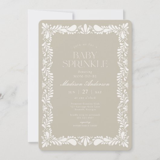 Invitation Carreau Talavera beige Fiesta espagnole bébé poudr (Devant)