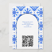 Invitation Carreaux bleus Bougainvillea citrons mariage éléga (Dos)