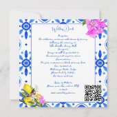 Invitation Carreaux bleus Bougainvillea citrons mariage éléga (Dos)