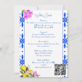 Invitation Carreaux bleus Bougainvillea citrons mariage éléga (Dos)
