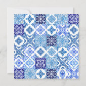 Invitation Carreaux bleus Bougainvillea Floral Save the Date (Dos)