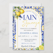 Invitation Carreaux bleus méditerranéens au citron Main Squee (Devant)