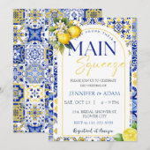 Invitation Carreaux Bleus Méditerranéens au Citron Principal (Devant / Derrière)