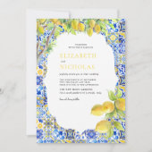 Invitation Carreaux de citron | Mariage d'été méditerranéen (Devant)