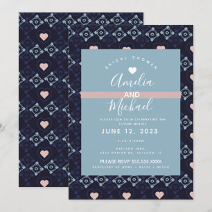 Invitation Carreaux de l'amour romantique de mariage méditerr