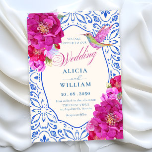 Invitation Carreaux de mariage floral