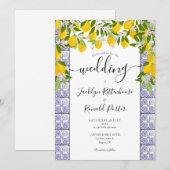 Invitation Carreaux de verdure de citrons Script Mariage (Devant / Derrière)