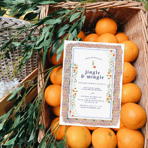 Invitation Carreaux Floraux Botaniques de Citron de Noël Va