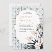 Invitation Carreaux floraux | Mariage tropical marocain (Devant)