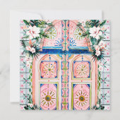 Invitation Carreaux floraux | Palette de couleurs tropicales  (Dos)