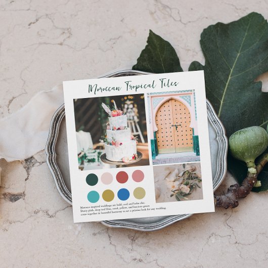 Invitation Carreaux floraux | Palette de couleurs tropicales 