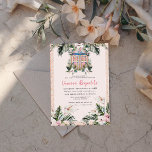 Invitation Carreaux Floraux   Réception de Mariage Tropical M