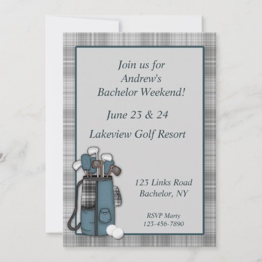 Invitation Carreaux Gris Golf (Devant)