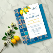 Invitation Carreaux italiens Citron Mariage méditerranéen