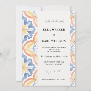 Invitation Carreaux marocains orange audacieux pour mariage e