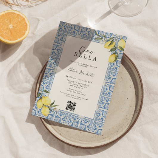 Invitation Carreaux méditerranéens Amalfi Capri Fête des mari