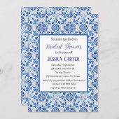 Invitation Carreaux portugais Fête des mariées d'aquarelle fl (Devant / Derrière)