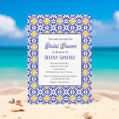 Invitation Carreaux portugais Fête des mariées d'aquarelle fl