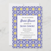 Invitation Carreaux portugais Fête des mariées d'aquarelle fl (Devant)