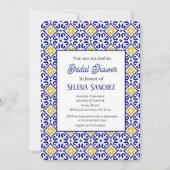 Invitation Carreaux portugais Fête des mariées d'aquarelle fl (Devant)