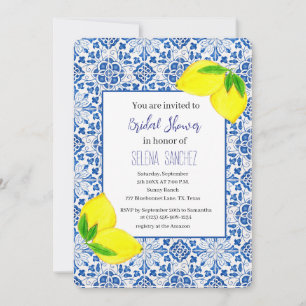 Invitation Carreaux portugais Fête des mariées d'aquarelle Le