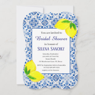Invitation Carreaux portugais Fête des mariées d'aquarelle Le