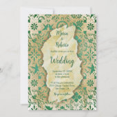 Invitation Carreaux vert émeraude rustique Mariage mexicain I (Devant)