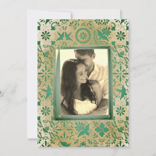 Invitation Carreaux vert émeraude rustique Mariage mexicain I (Dos)