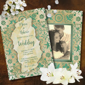 Invitation Carreaux vert émeraude rustique Mariage mexicain I