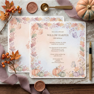 Invitation carrée Boho d'anniversaire d'automne