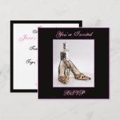 Invitation Carrée Chaussure Léopard, Vous êtes Inv (Devant / Derrière)