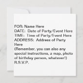 INVITATION CARRÉE de PARTIE de MARGARITAS d'art de (Dos)