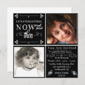 Invitation carrée de photo de soixantième (Devant / Derrière)