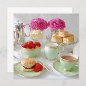 Invitation carrée personnalisable de thé (Devant / Derrière)