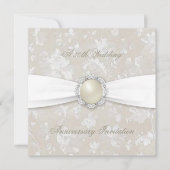 Invitation carrée pour 30 ans de mariage en damass (Devant)