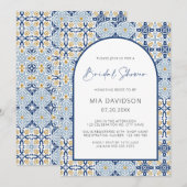 Invitation Carrelage Arch Amalfi Fête des mariées Bleue Médit (Devant / Derrière)