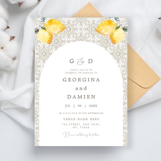 Invitation Carrelage beige Citrons & Mariage photo