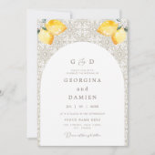 Invitation Carrelage beige Citrons & Mariage photo (Devant)