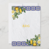 Invitation Carrelage bleu blanc jaune méditerranéen Mariage c (Dos)