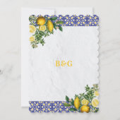 Invitation Carrelage bleu blanc jaune méditerranéen Mariage c (Dos)