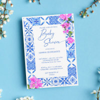 Carrelage bleu Bougainvillea baby shower élégant