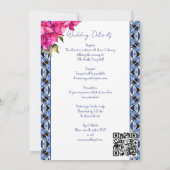 Invitation Carrelage bleu Bougainvillea mariage élégant (Dos)