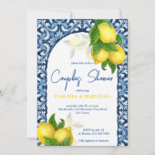 Invitation Carrelage bleu citron Amalfi Positano couple douch (Devant)