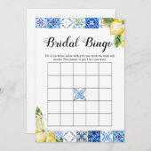 Invitation Carrelage bleu Citron Fête des mariées Bride Jeu d (Devant / Derrière)