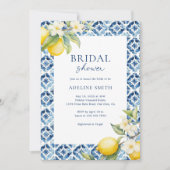 Invitation Carrelage bleu citron Fête des mariées d'été itali (Devant)