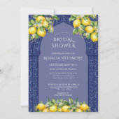 Invitation Carrelage Bleu Citron Méditerranéen Baby Shower de (Devant)