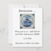 Invitation Carrelage bleu Delft - Canard dans l'eau (Dos)