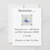 Invitation Carrelage bleu Delft classique - Église (Dos)
