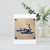 Invitation Carrelage bleu Delft classique - Puits d'eau (Debout devant)