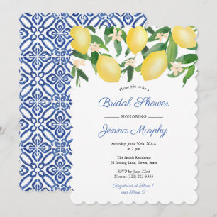 Invitation Carrelage Bleu Et Blanc Capri Citrons Enterrement